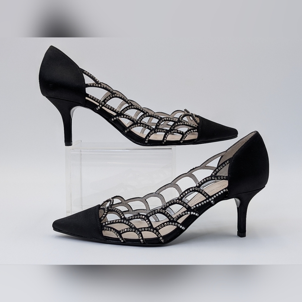 𝅺Caparros Black Luxurious Satin Rhinestones Shimmer Evening  Size 8.5 B/ 1W-15B - Picture 4 of 17
